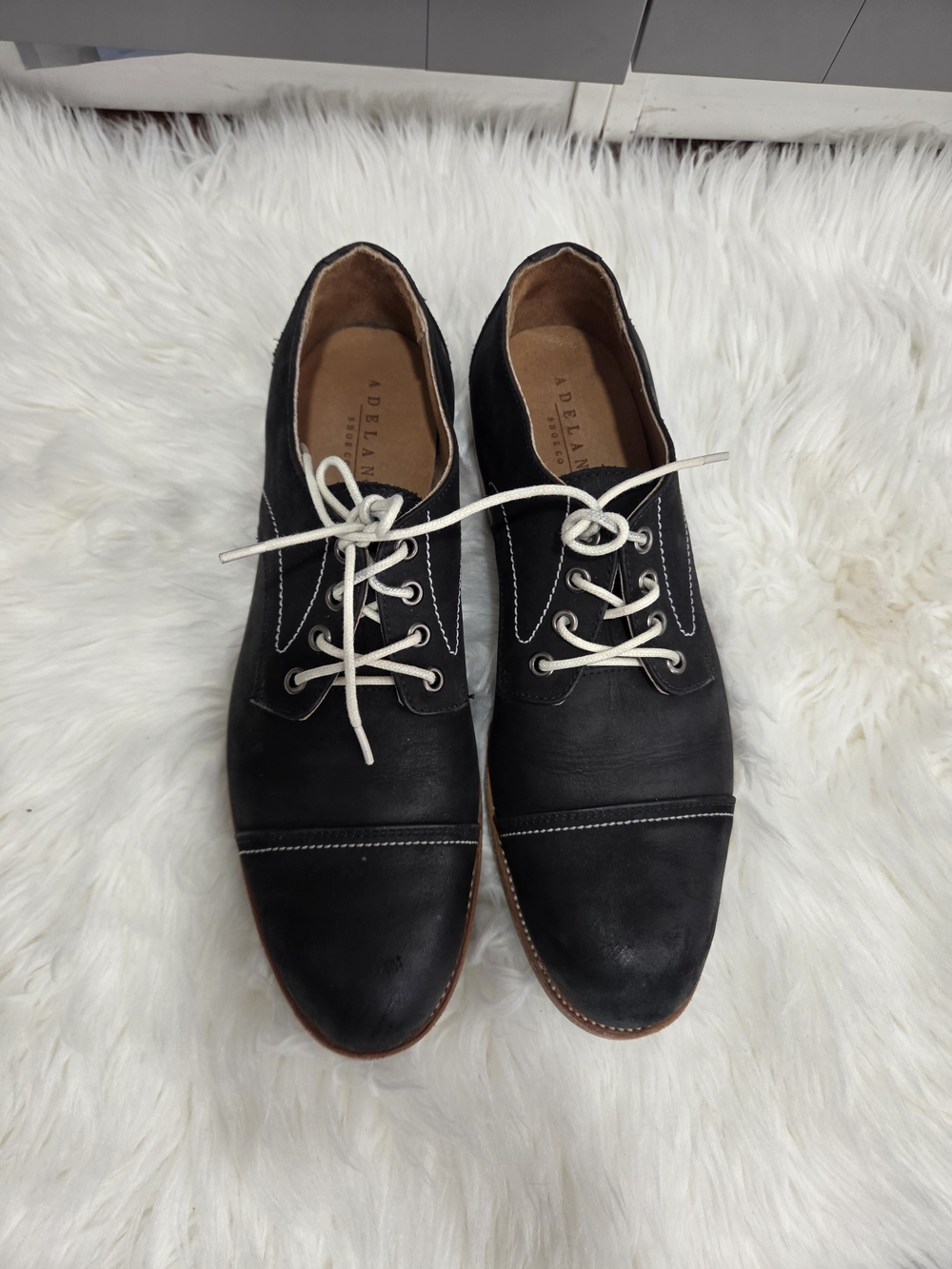 Adelante Men's Black Leather-Look Oxfords Size 9 D